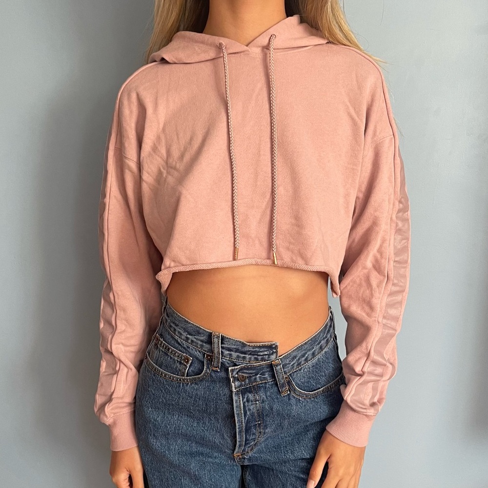 Pink Cropped Hoodie